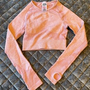 Pink Long Sleeve Athletic Crop Top